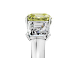 White gold Three-Stone Fancy Yellow Asscher Cut Cut Solitaire Ring with Classic Prong Setting_5