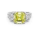 White gold Three-Stone Fancy Yellow Asscher Cut Diamond Braided Band Ring with Four-Prong Setting_51