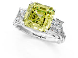White gold Three-Stone Fancy Yellow Asscher Cut Diamond Braided Band Ring with Four-Prong Setting_51