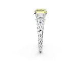 White gold Three-Stone Fancy Yellow Asscher Cut Diamond Braided Band Ring with Four-Prong Setting_53