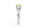 White gold Three-Stone Fancy Yellow Asscher Cut Diamond Channel Set Engagement Ring with Prong Setting_26
