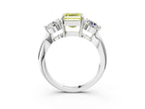 White gold Three-Stone Fancy Yellow Asscher Cut Diamond Channel Set Engagement Ring with Prong Setting_27
