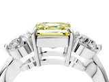 White gold Three-Stone Fancy Yellow Asscher Cut Diamond Channel Set Engagement Ring with Prong Setting_28