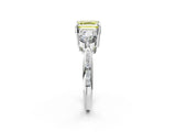 White gold Three-Stone Fancy Yellow Asscher Cut Diamond Channel Set Engagement Ring with Prong Setting_2