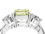 White gold Three-Stone Fancy Yellow Asscher Cut Diamond Channel Set Engagement Ring with Prong Setting_4