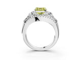 White gold Three-Stone Fancy Yellow Asscher Cut Diamond Engagement Ring with Pave Band and Prong Setting_15