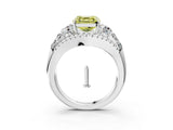 White gold Three-Stone Fancy Yellow Asscher Cut Diamond Engagement Ring with Pave Band and Prong Setting_15