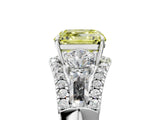 White gold Three-Stone Fancy Yellow Asscher Cut Diamond Engagement Ring with Pave Band and Prong Setting_17