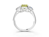 White gold Three-Stone Fancy Yellow Asscher Cut Diamond Engagement Ring with Prong Setting_18