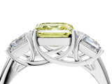 White gold Three-Stone Fancy Yellow Asscher Cut Diamond Engagement Ring with Prong Setting_19