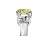 White gold Three-Stone Fancy Yellow Asscher Cut Diamond Engagement Ring with Prong Setting_20