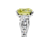 White gold Three-Stone Fancy Yellow Asscher  Cut Diamond Pavé Band with Four-Prong Setting_5