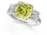 White gold Three-Stone Fancy Yellow Asscher  Cut Diamond Ring with Channel-Set Band and Four-Prong Setting_18