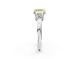 White gold Three-Stone Fancy Yellow Asscher  Cut Diamond Ring with Channel-Set Band and Four-Prong Setting_19