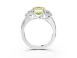 White gold Three-Stone Fancy Yellow Asscher  Cut Diamond Ring with Channel-Set Band and Four-Prong Setting_20