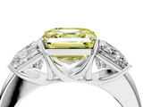 White gold Three-Stone Fancy Yellow Asscher  Cut Diamond Ring with Channel-Set Band and Four-Prong Setting_21