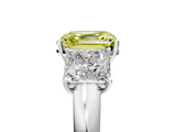 White gold Three-Stone Fancy Yellow Asscher  Cut Diamond Ring with Channel-Set Band and Four-Prong Setting_22