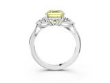 White gold Three-Stone Fancy Yellow Asscher  Cut Diamond Ring with Pear Side Stones in Four-Prong Setting_20