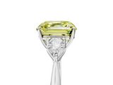 White gold Three-Stone Fancy Yellow Asscher  Cut Diamond Ring with Pear Side Stones in Four-Prong Setting_22