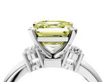 White gold Three-Stone Fancy Yellow Asscher  Cut Diamond Solitaire with Prong Setting and Classic Band_4