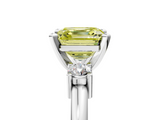 White gold Three-Stone Fancy Yellow Asscher  Cut Diamond Solitaire with Prong Setting and Classic Band_5