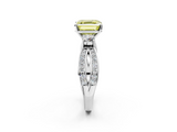 White gold Three-Stone Fancy Yellow Asscher  Cut Diamond Twist Band with Prong Setting_18