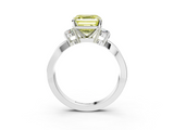 White gold Three-Stone Fancy Yellow Asscher  Cut Diamond Twist Band with Prong Setting_20