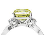 White gold Three-Stone Fancy Yellow Asscher  Cut Diamond Twist Band with Prong Setting_21
