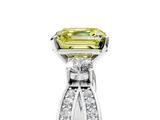 White gold Three-Stone Fancy Yellow Asscher  Cut Diamond Twist Band with Prong Setting_22