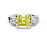 White gold Three-Stone Fancy Yellow Asscher  Cut Solitaire Ring with Prong Setting_3