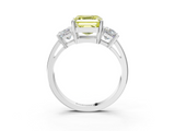 White gold Three-Stone Fancy Yellow Asscher  Cut Solitaire Ring with Prong Setting_6