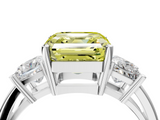 White gold Three-Stone Fancy Yellow Asscher  Cut Solitaire Ring with Prong Setting_7