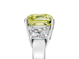 White gold Three-Stone Fancy Yellow Asscher  Cut Solitaire Ring with Prong Setting_8