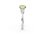 White gold Three-Stone Fancy Yellow Asscher  Diamond Ring with Pear Side Stones in Four-Prong Setting_19