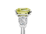 White gold Three-Stone Fancy Yellow Asscher  Diamond Ring with Pear Side Stones in Four-Prong Setting_22