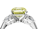 White gold Three-Stone Fancy Yellow Asscher  Diamond Ring with Pear Side Stones in Four-Prong Setting_22
