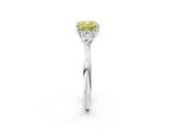 White gold Three-Stone Fancy Yellow Cushion Cut Brilliant Diamond Solitaire Ring with Tapered Band and Four-Prong Setting_33