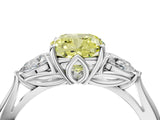 White gold Three-Stone Fancy Yellow Cushion Cut Brilliant Diamond Solitaire Ring with Tapered Band and Four-Prong Setting_35
