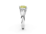 White gold Three Stone Fancy Yellow Cushion Cut Cut Channel Set Diamond Ring_38
