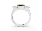 White gold Three Stone Fancy Yellow Cushion Cut Cut Channel Set Diamond Ring_39
