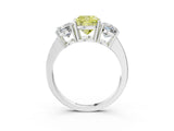 White gold Three-Stone Fancy Yellow Cushion Cut Cut Diamond Engagement Ring with Flat Band and Four-Prong Setting_15