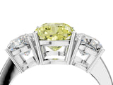 White gold Three-Stone Fancy Yellow Cushion Cut Cut Diamond Engagement Ring with Flat Band and Four-Prong Setting_16