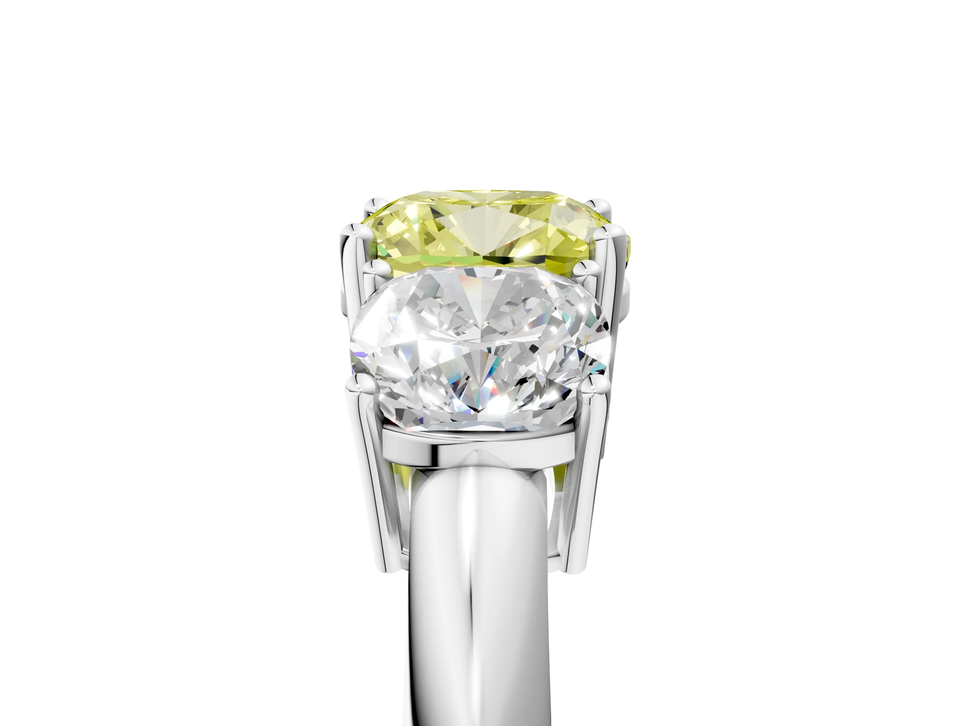 White gold Three-Stone Fancy Yellow Cushion Cut Cut Diamond Engagement Ring with Prong Setting on a White Gold Band_41