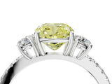 White gold Three-Stone Fancy Yellow Cushion Cut Cut Diamond Pavé Band with Prong Setting_33