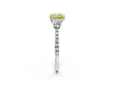 White gold Three-Stone Fancy Yellow Cushion Cut Cut Diamond Pavé Band with Prong Setting_40