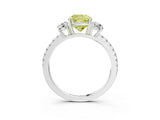 White gold Three-Stone Fancy Yellow Cushion Cut Cut Diamond Pavé Band with Prong Setting_56