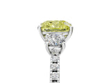 White gold Three-Stone Fancy Yellow Cushion Cut Cut Diamond Pavé Band with Prong Setting_58