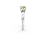 White gold Three-Stone Fancy Yellow Cushion Cut Cut Diamond Ring with Channel Set Band and Four-Prong Setting_14