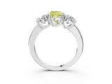 White gold Three-Stone Fancy Yellow Cushion Cut Cut Diamond Ring with Channel Set Band and Four-Prong Setting_15
