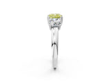 White gold Three-Stone Fancy Yellow Cushion Cut Cut Diamond Ring with Channel Set Band and Four-Prong Setting_15